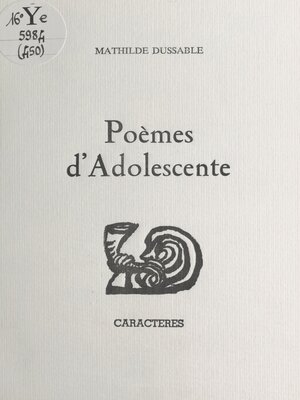 cover image of Poèmes d'adolescente